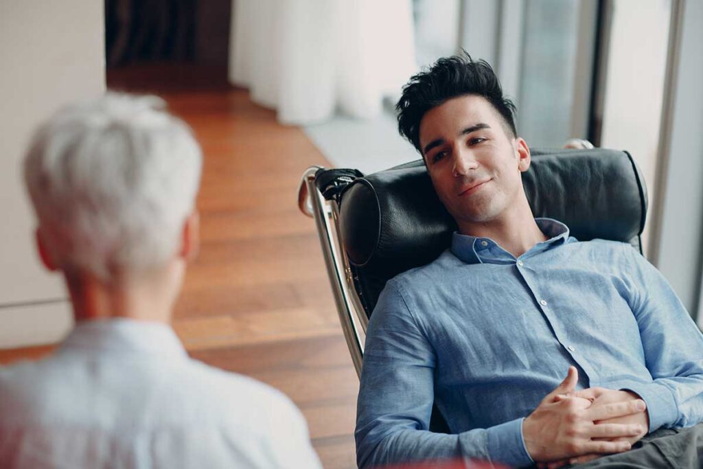 a man sitting in a chair